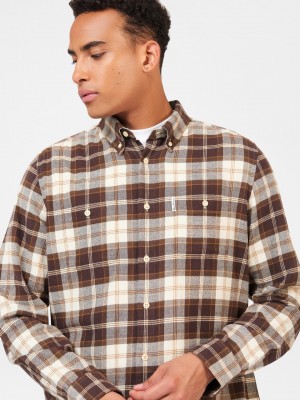 Kosele Ben Sherman Brushed Plain Check Čokoláda | TLYQW0269