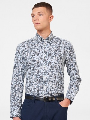 Kosele Ben Sherman Ditsy Floral Print Long Sleeve Biele | VOJGL9356