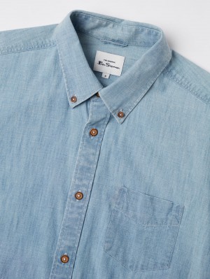 Kosele Ben Sherman Long-Sleeve Chambray Modre Námornícka Modrá | ZHWVC0769