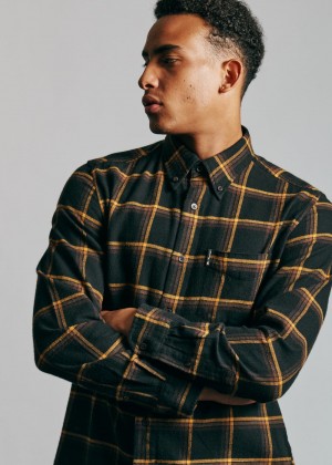 Kosele Ben Sherman Oversized Brushed Check Čierne | MNHWC6231