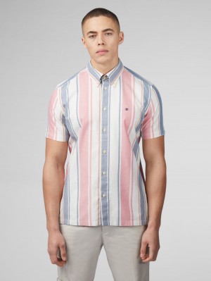 Kosele Ben Sherman Signature Multicolor Stripe Tmavo Ruzove | PRYBT6285