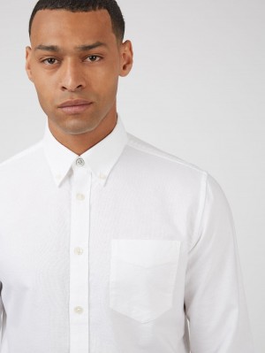 Kosele Ben Sherman Signature Organic Long-Sleeve Oxford Biele | OPEXW3506