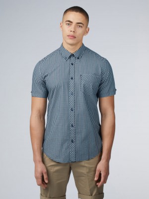 Kosele Ben Sherman Signature Short Sleeve Gingham Modre | RTQDV0745