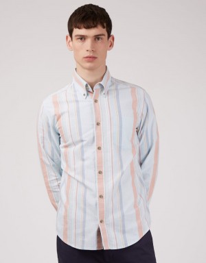 Kosele Ben Sherman The Oxford Ivy Stripe Long-Sleeve Modre | EJKOQ0784