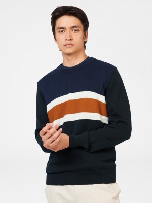 Pleteniny Ben Sherman Chest Stripe Crewneck Čierne | IUZVF7195