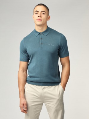 Pleteniny Ben Sherman Signature Short Sleeve Polo Tyrkysové | FWNHM4961