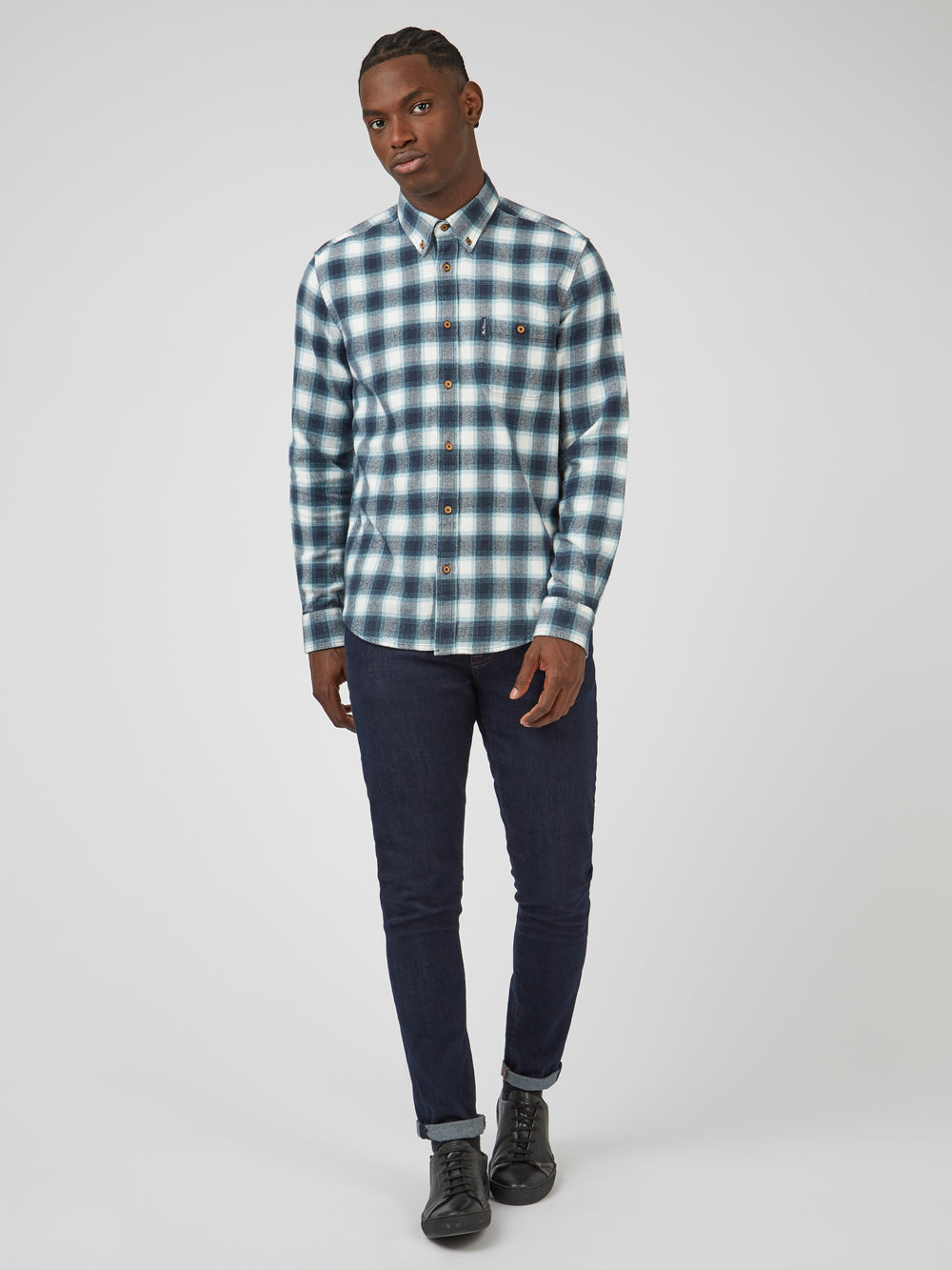 Kosele Ben Sherman Brushed Ombre Check Flannel Zelene | QIZPA0798