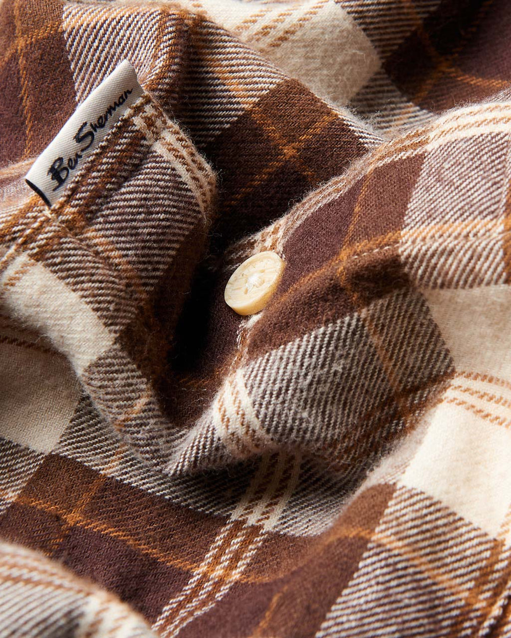 Kosele Ben Sherman Brushed Plain Check Čokoláda | TLYQW0269