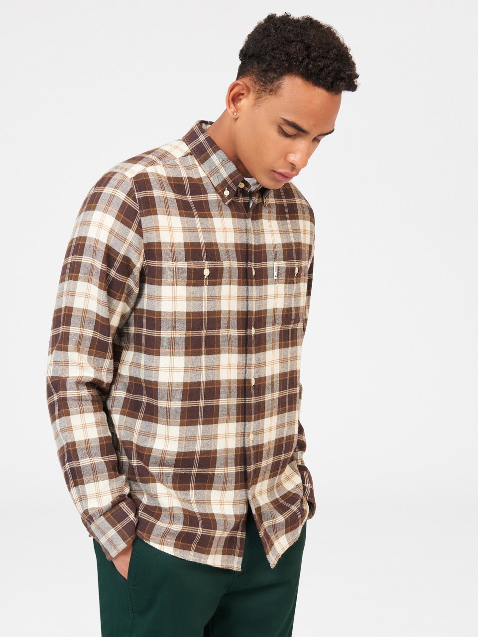 Kosele Ben Sherman Brushed Plain Check Čokoláda | TLYQW0269