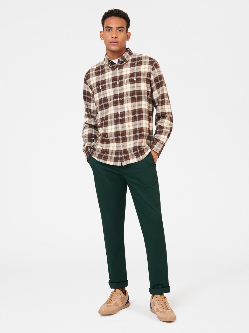 Kosele Ben Sherman Brushed Plain Check Čokoláda | TLYQW0269