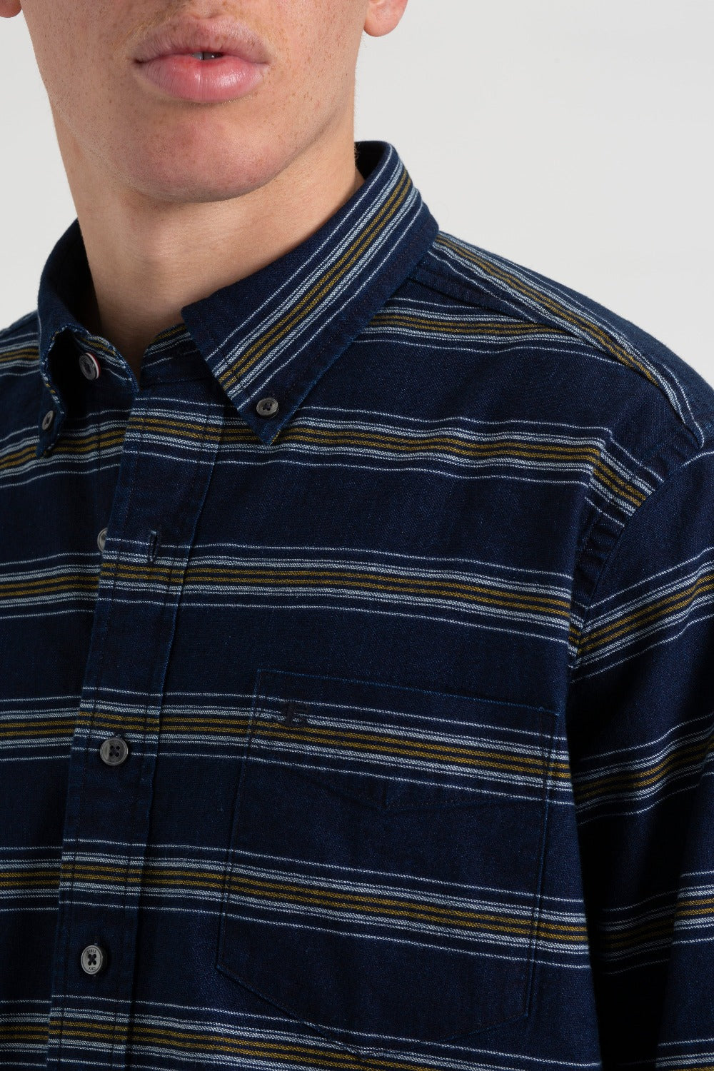 Kosele Ben Sherman Dalston Blues Long Sleeve Indigo Stripe Indigo | SOZQX5036