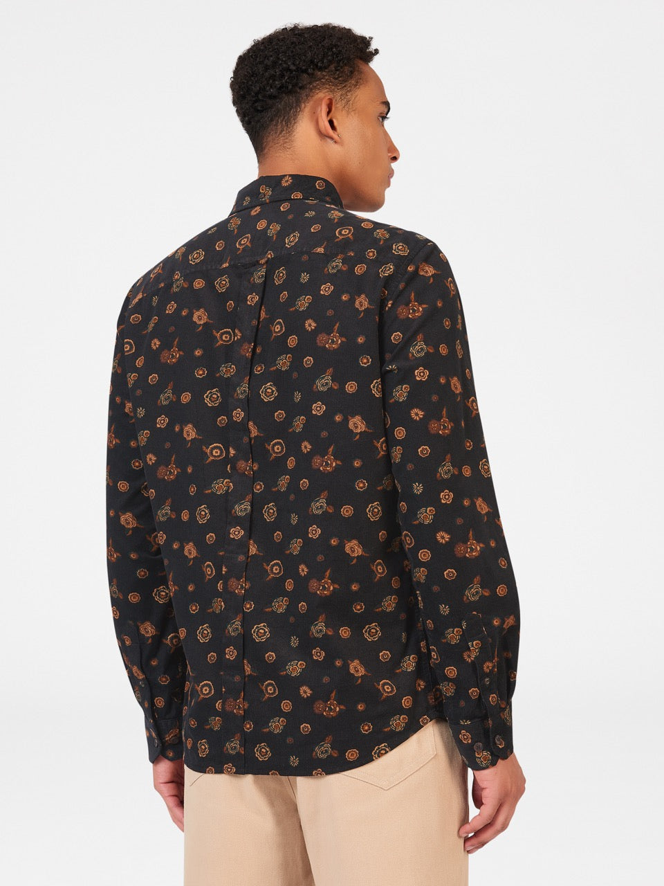 Kosele Ben Sherman Retro Floral Print Corduroy Čierne | WCSNB4273