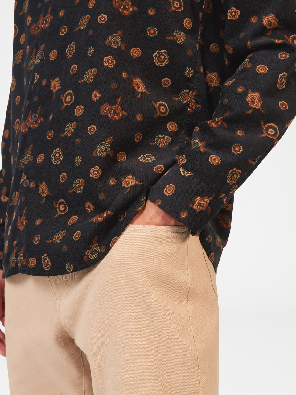 Kosele Ben Sherman Retro Floral Print Corduroy Čierne | WCSNB4273