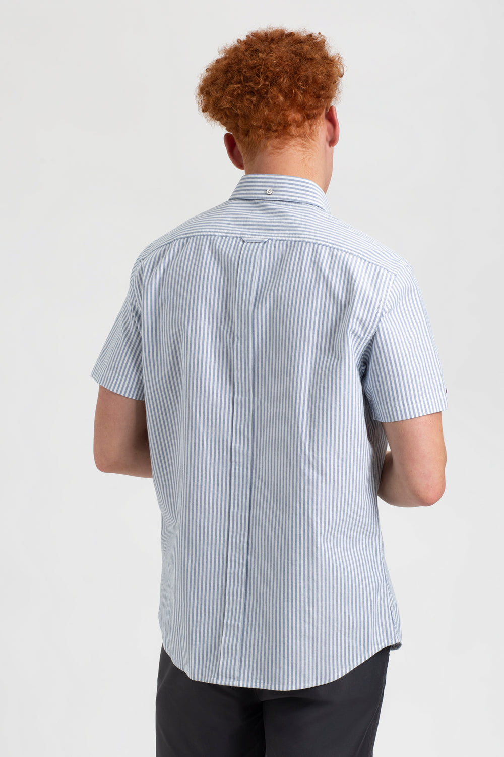 Kosele Ben Sherman Short Sleeve Brighton Oxford Organic Bengal Stripe Indigo | XWOGD3159