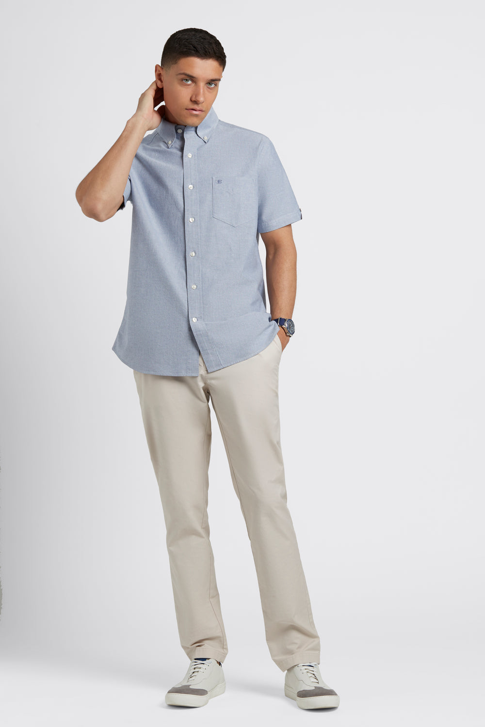 Kosele Ben Sherman Short Sleeve Brighton Oxford Organic Námornícka Modrá | RNYVI3268