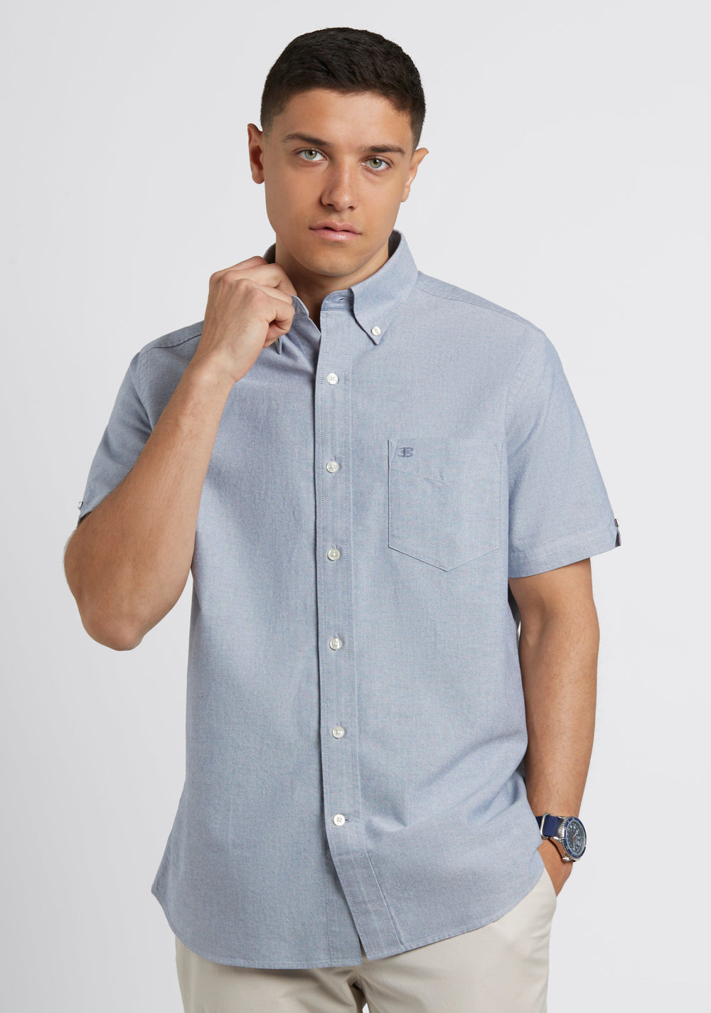 Kosele Ben Sherman Short Sleeve Brighton Oxford Organic Námornícka Modrá | RNYVI3268