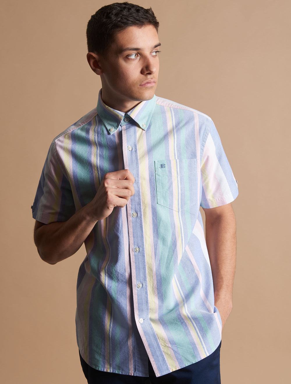 Kosele Ben Sherman Short Sleeve Brighton Oxford Organic Stripe Viacfarebný | XYFUM3186