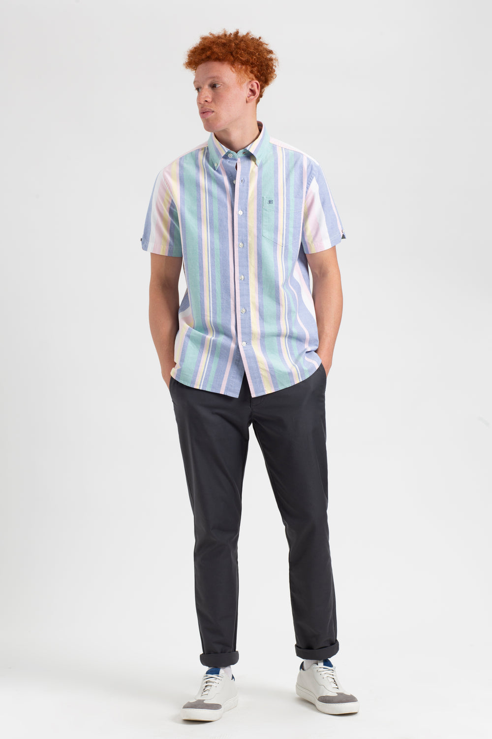 Kosele Ben Sherman Short Sleeve Brighton Oxford Organic Stripe Viacfarebný | XYFUM3186