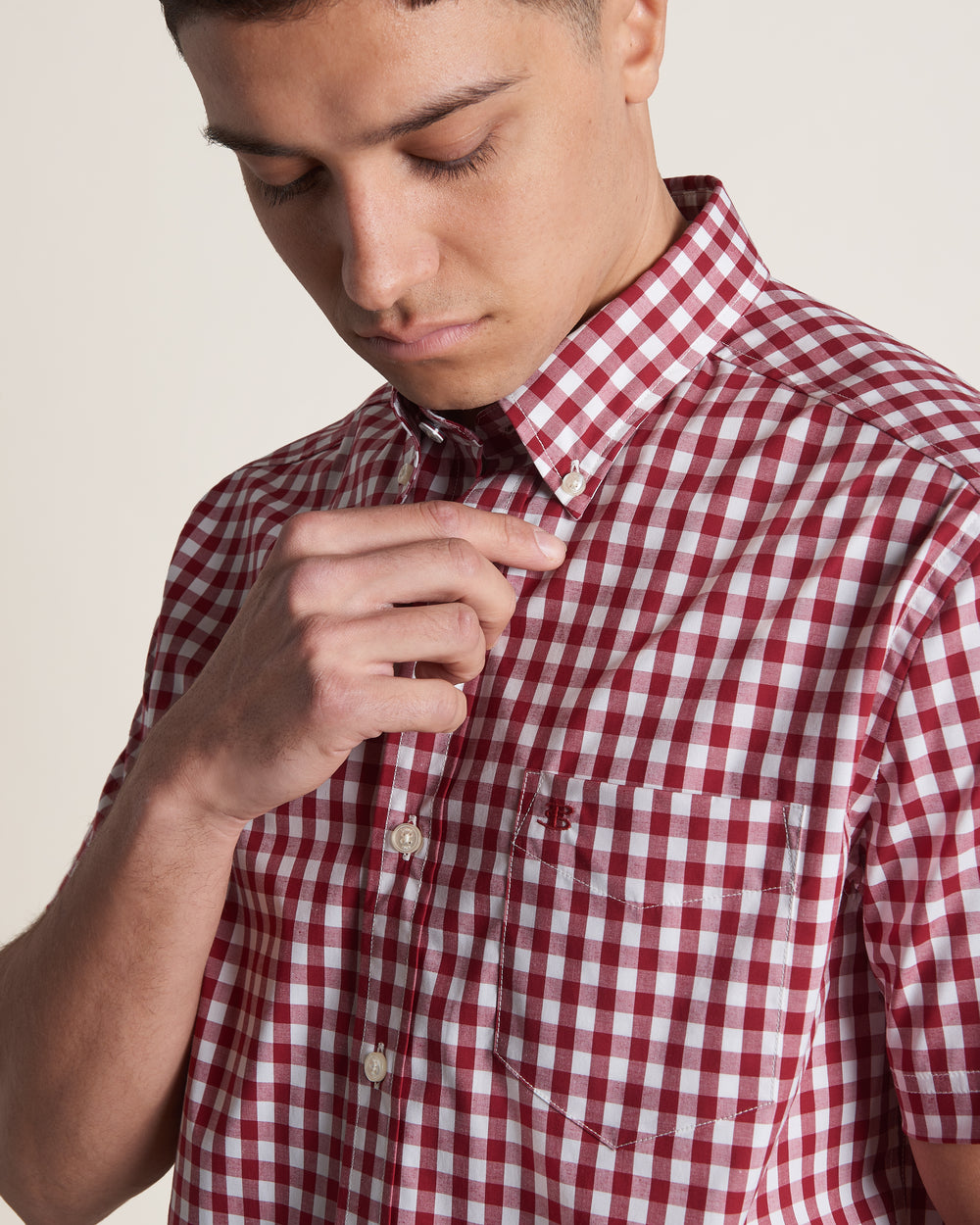 Kosele Ben Sherman Short Sleeve House Poplin Gingham Bordove | DLEMY6273