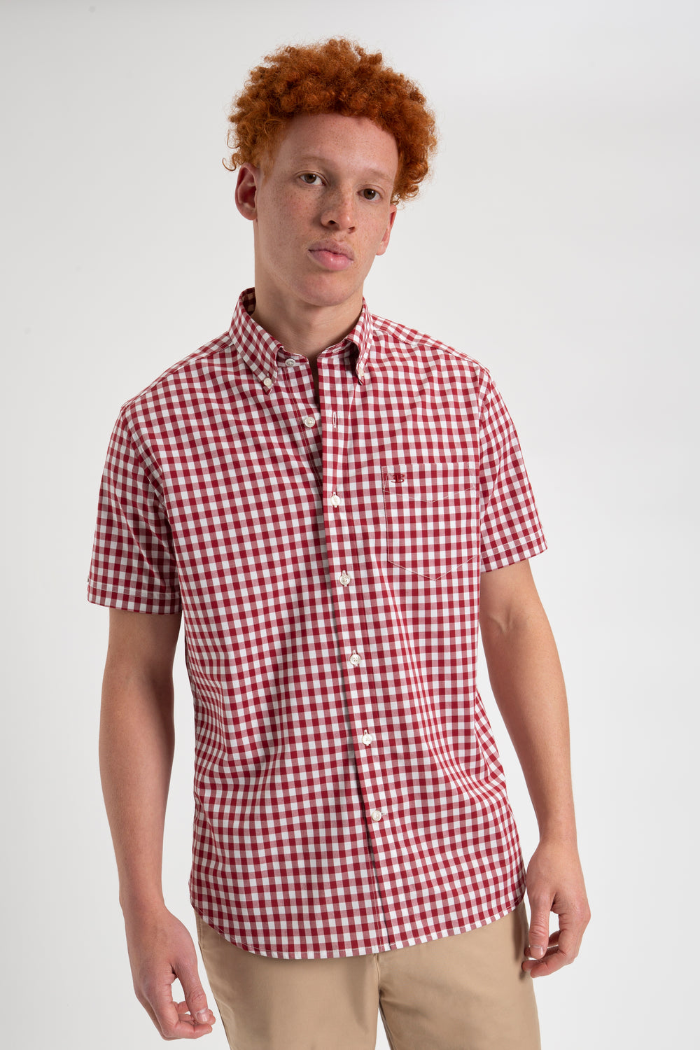 Kosele Ben Sherman Short Sleeve House Poplin Gingham Bordove | DLEMY6273