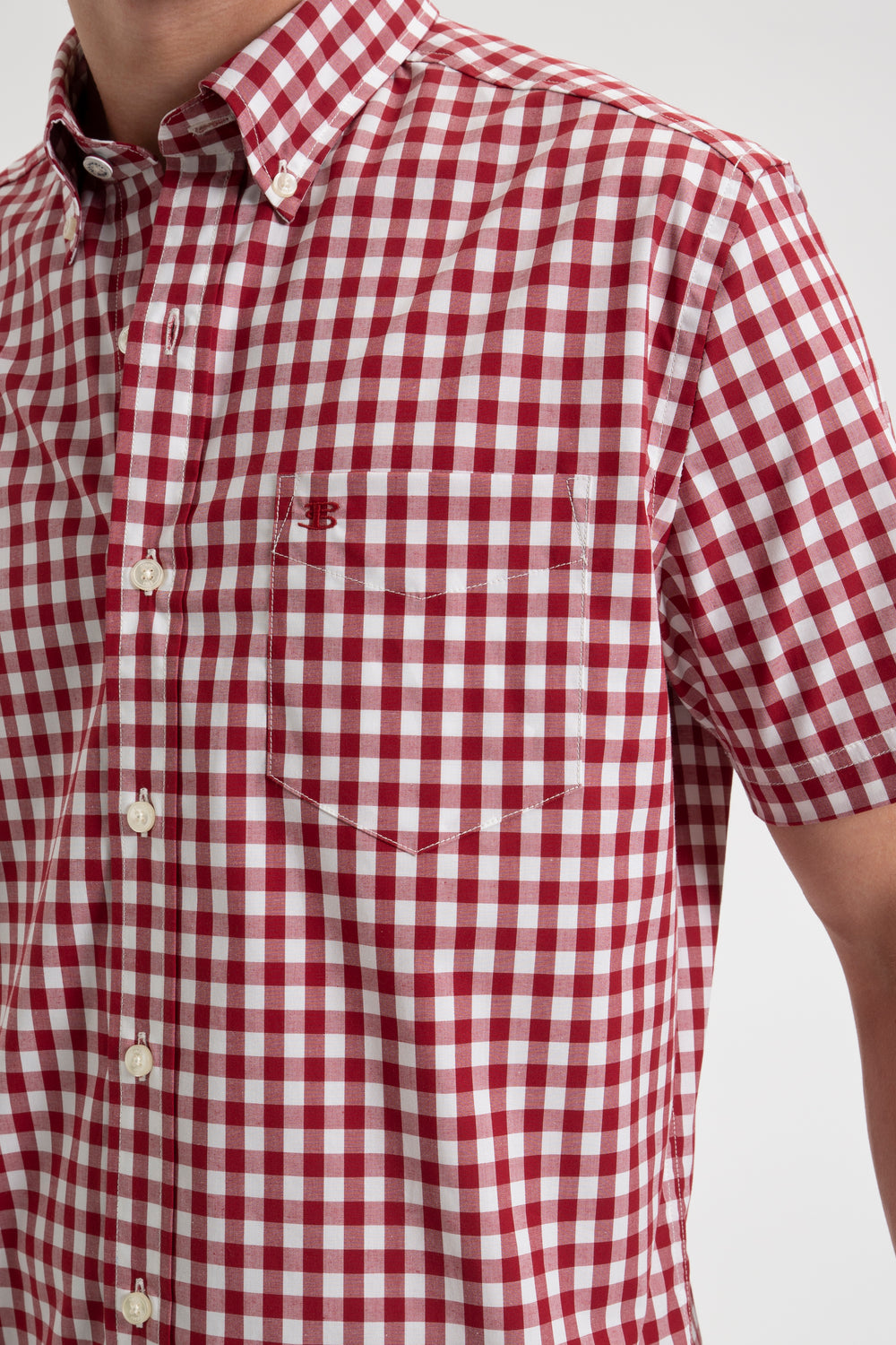 Kosele Ben Sherman Short Sleeve House Poplin Gingham Bordove | DLEMY6273