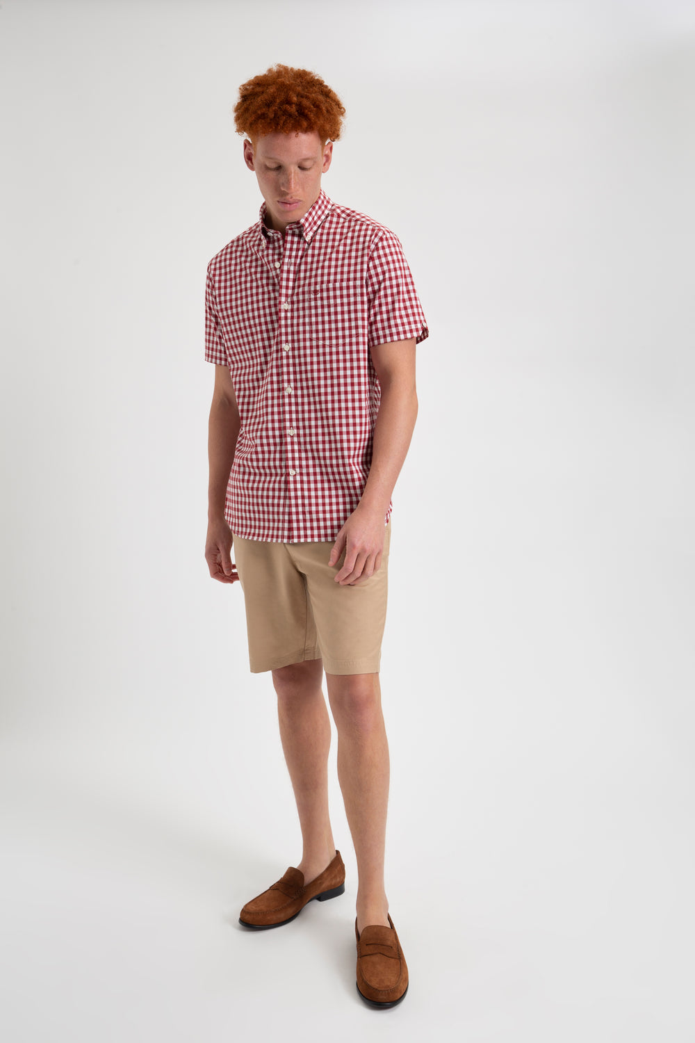 Kosele Ben Sherman Short Sleeve House Poplin Gingham Bordove | DLEMY6273