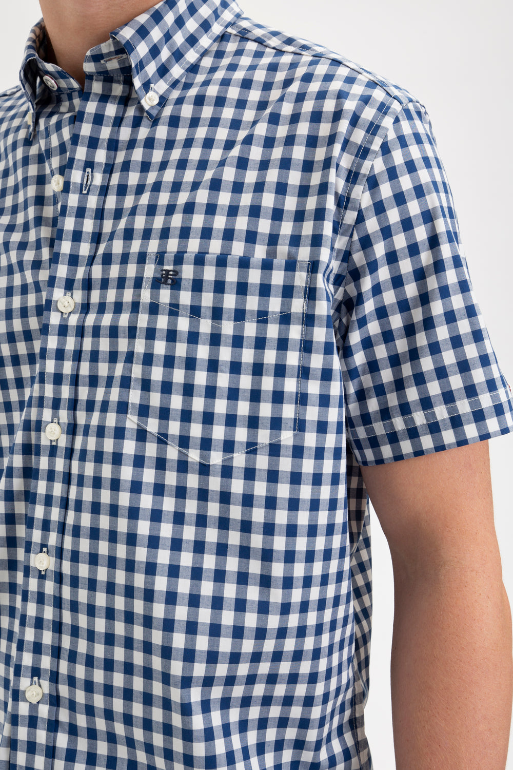 Kosele Ben Sherman Short Sleeve House Poplin Gingham Námornícka Modrá Olivovo Zelená | JRNMZ7809