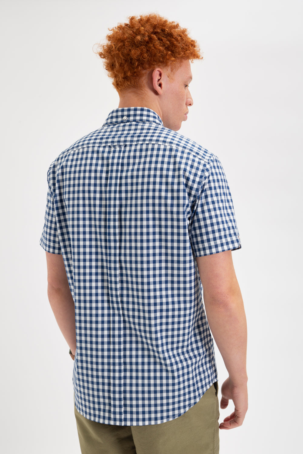 Kosele Ben Sherman Short Sleeve House Poplin Gingham Námornícka Modrá Olivovo Zelená | JRNMZ7809