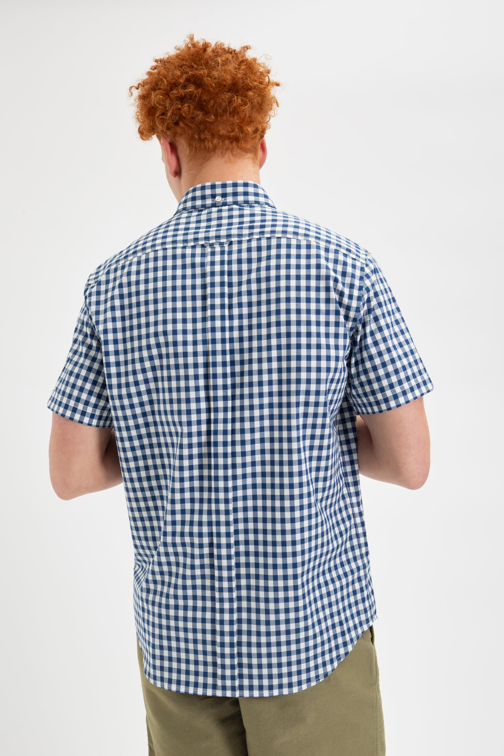 Kosele Ben Sherman Short Sleeve House Poplin Gingham Námornícka Modrá Olivovo Zelená | JRNMZ7809