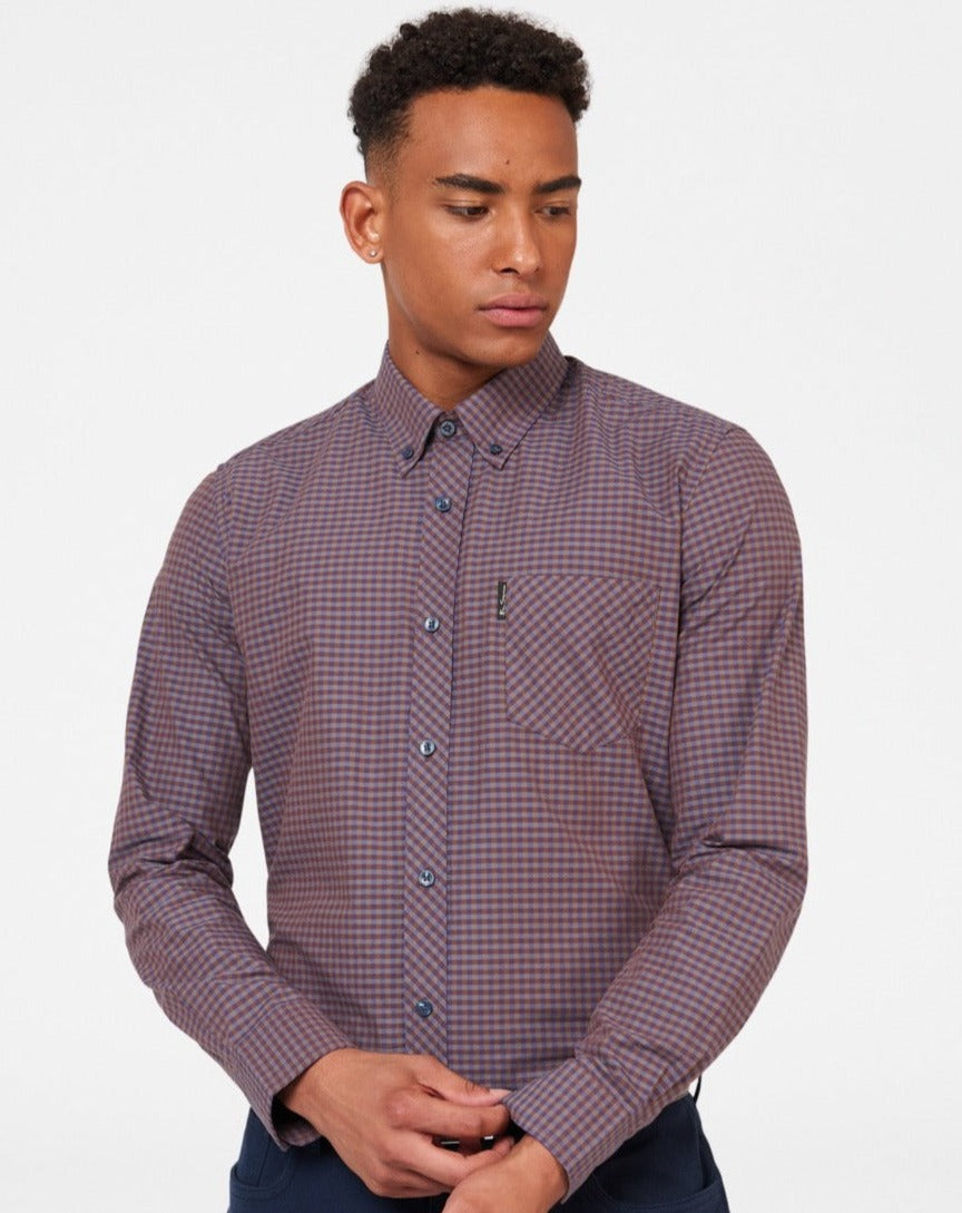 Kosele Ben Sherman Signature Gingham Long-Sleeve Nachový | TBXWU9368