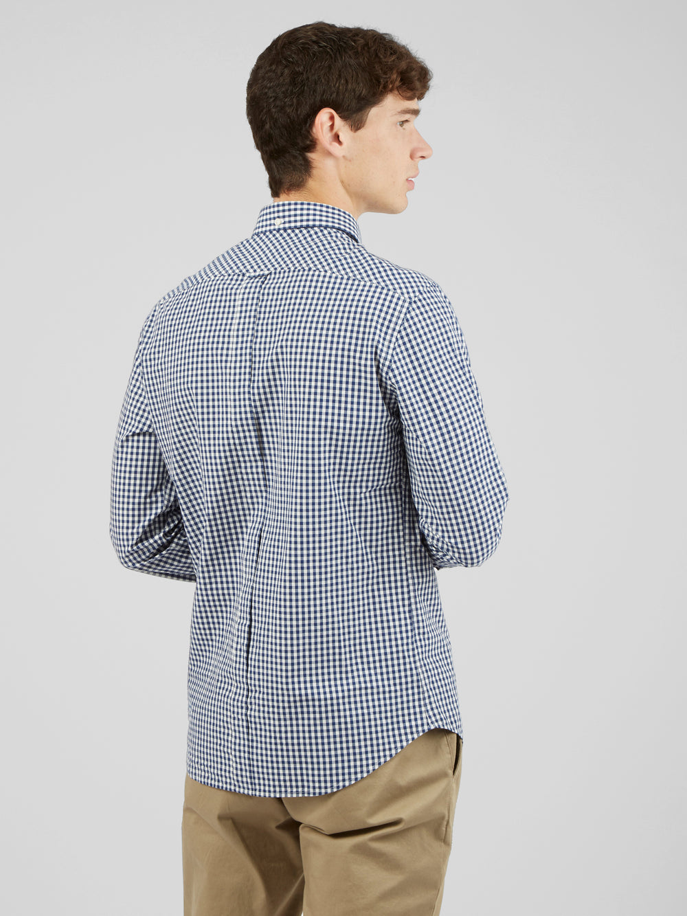 Kosele Ben Sherman Signature Long-Sleeve Gingham Tmavo Modre | BTHGW5230