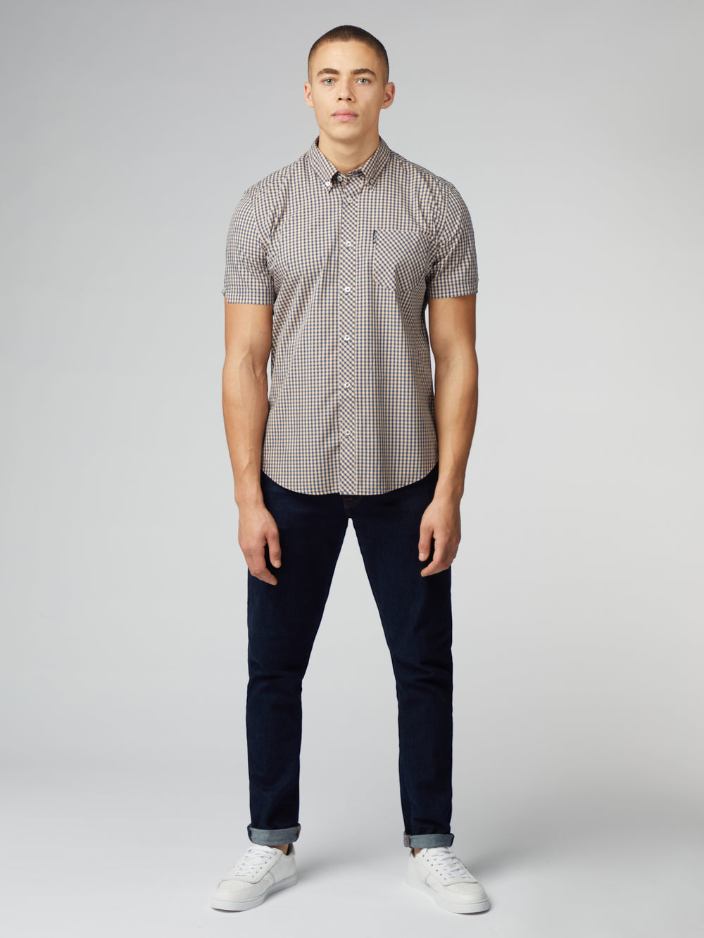 Kosele Ben Sherman Signature Short Sleeve Gingham Meď Oranžové | NLTSM7509