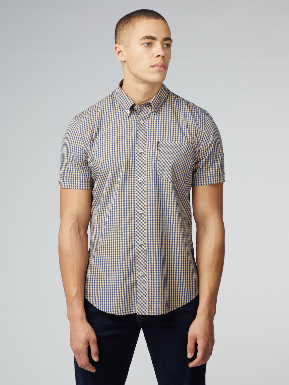 Kosele Ben Sherman Signature Short Sleeve Gingham Meď Oranžové | NLTSM7509