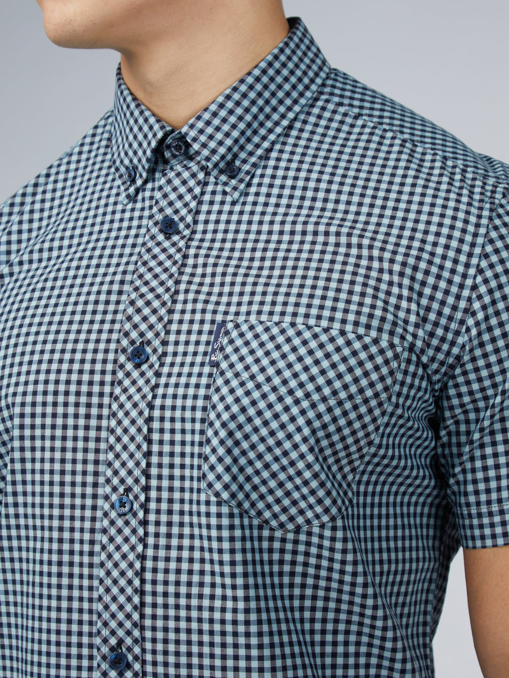 Kosele Ben Sherman Signature Short Sleeve Gingham Modre | RTQDV0745