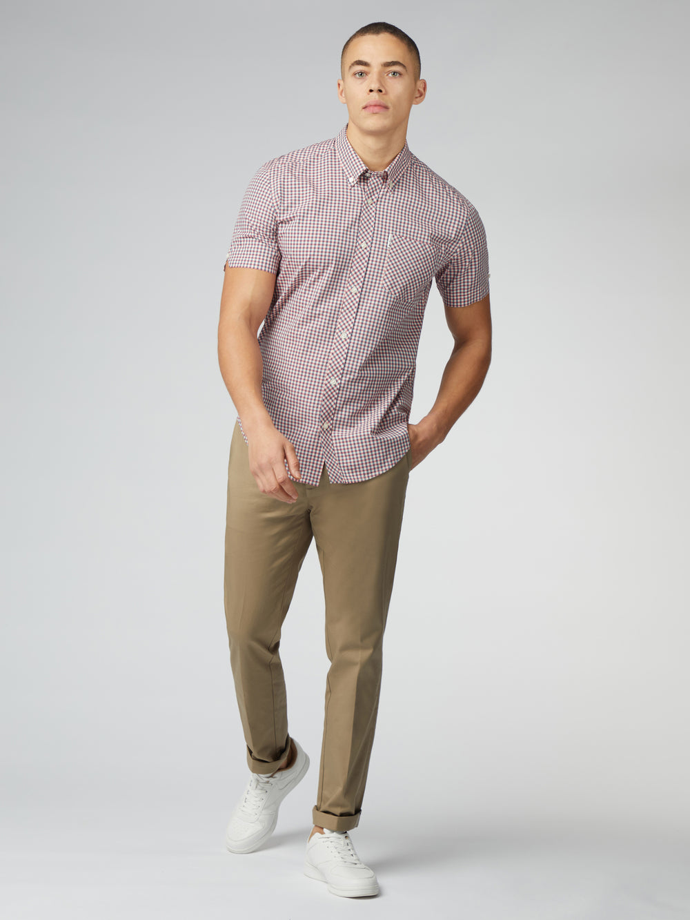 Kosele Ben Sherman Signature Short Sleeve Gingham Červené Biele | MNJXW6573