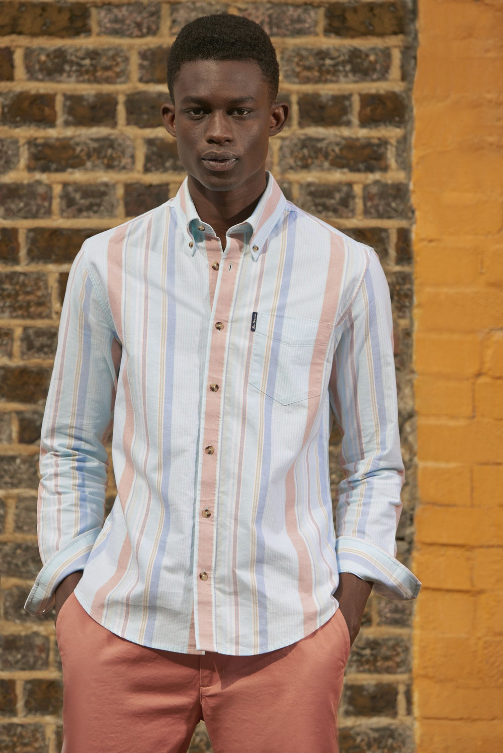 Kosele Ben Sherman The Oxford Ivy Stripe Long-Sleeve Modre | EJKOQ0784