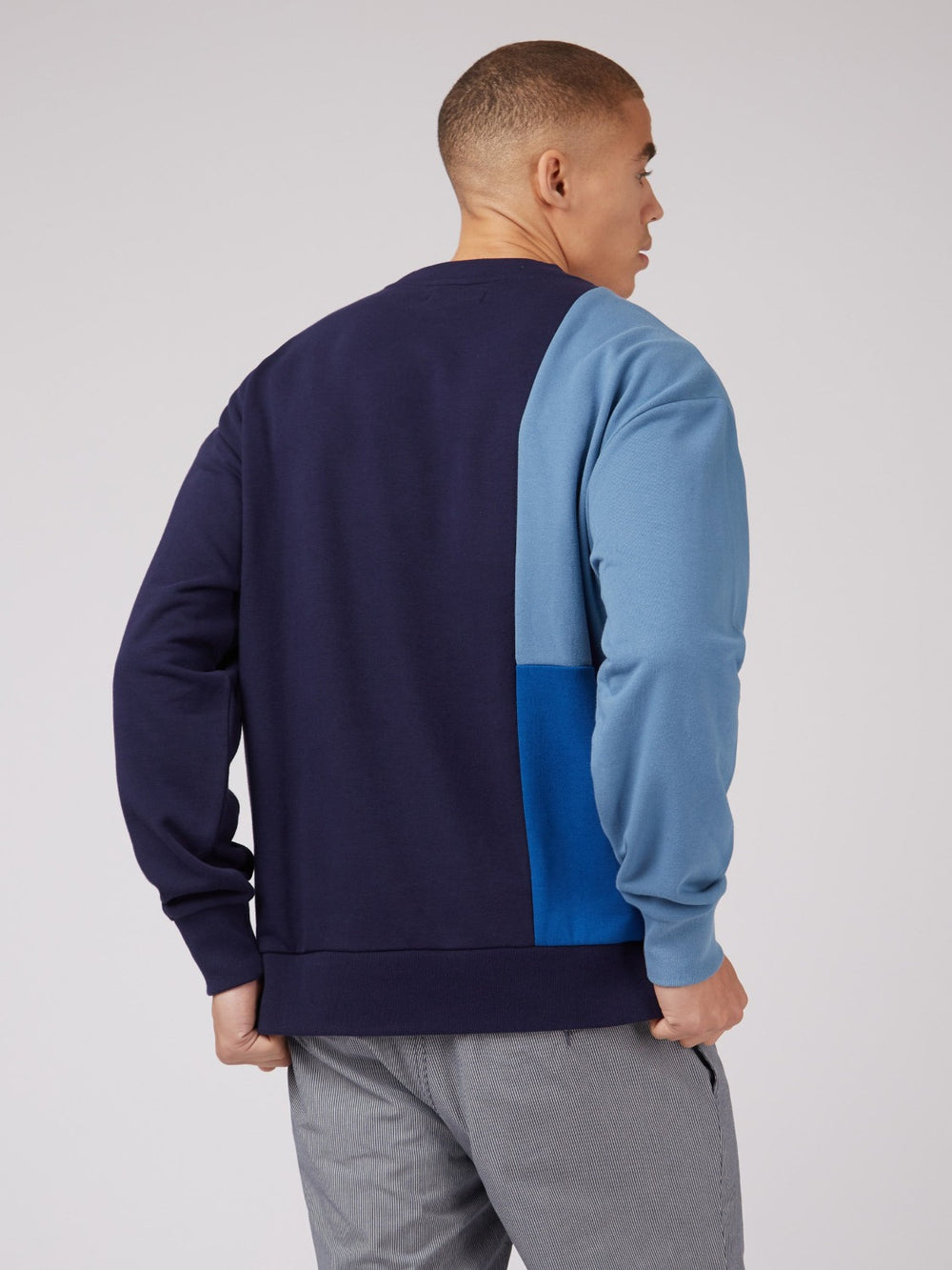 Mikiny Ben Sherman B by Ben Sherman Colorblock Crewneck Modre | YACRK2958