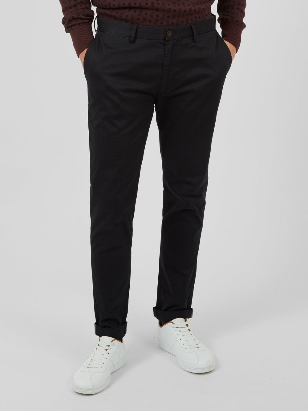 Nohavice Ben Sherman Signature Skinny Stretch Chino Čierne | UGJPH2074