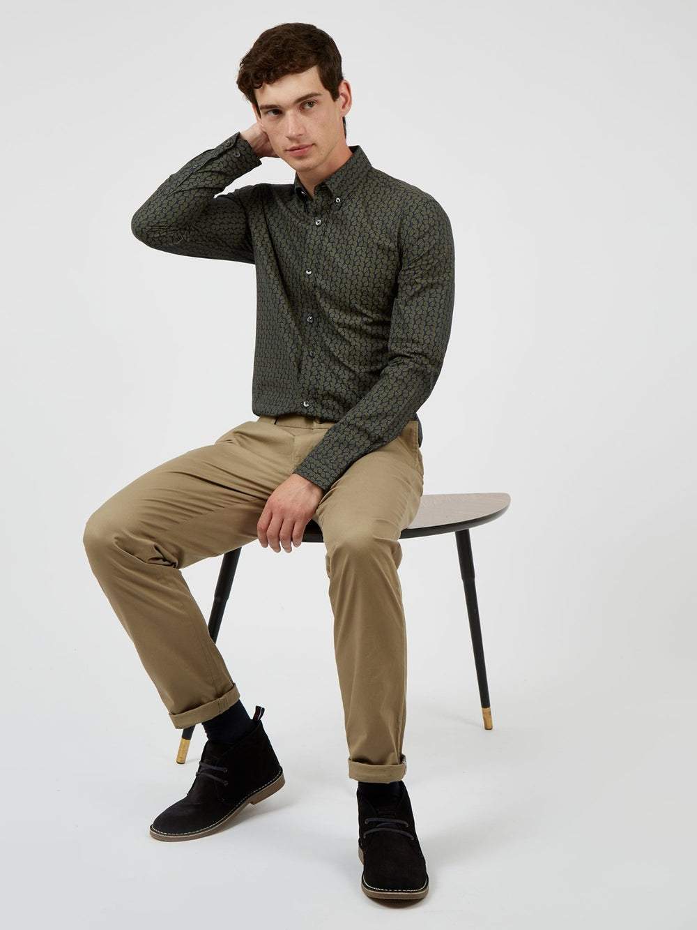 Nohavice Ben Sherman Signature Slim Stretch Chino Siva | QWJLO6159