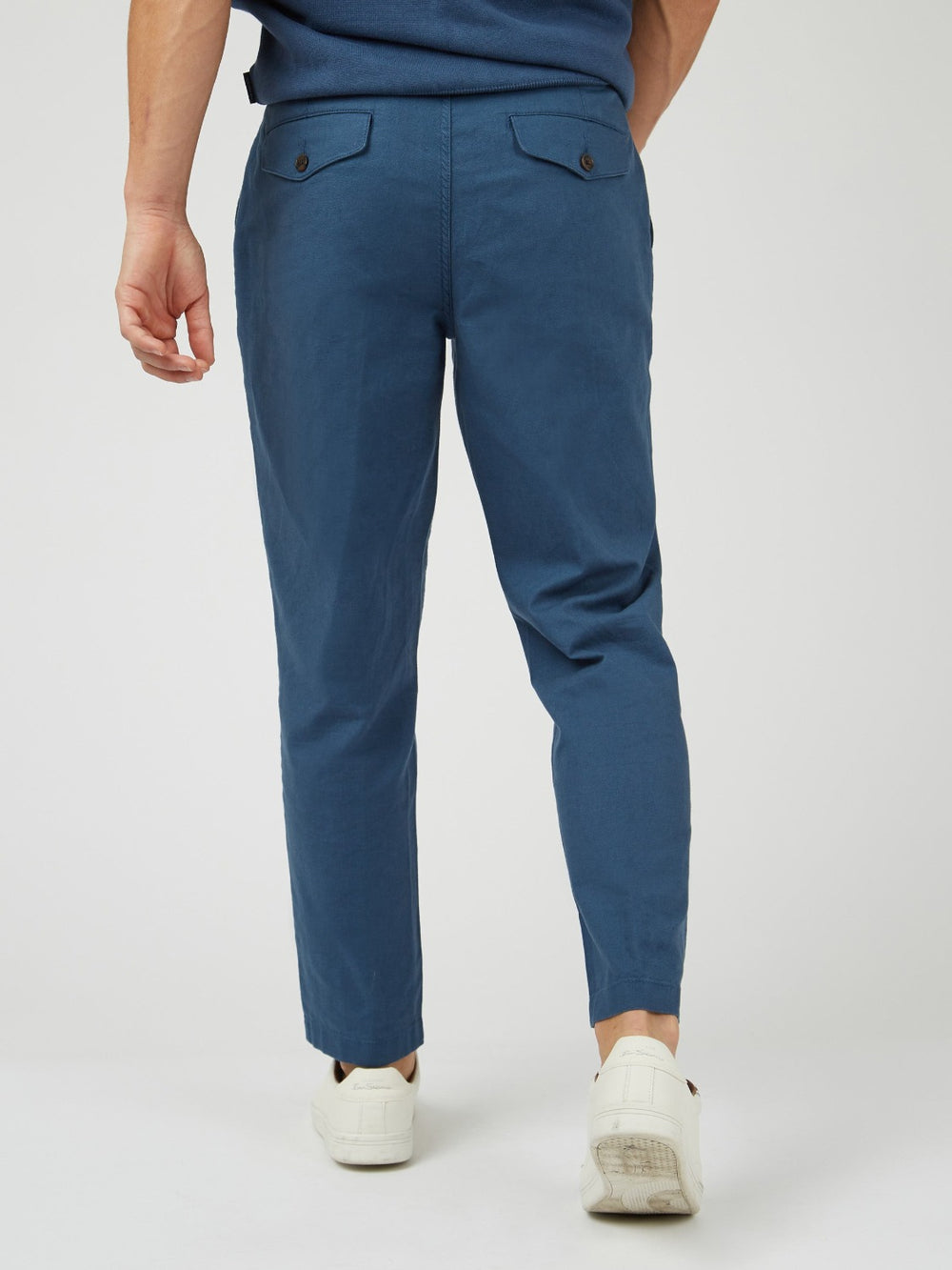 Nohavice Ben Sherman Signature Slim Taper Linen Modre | SDVUW7603