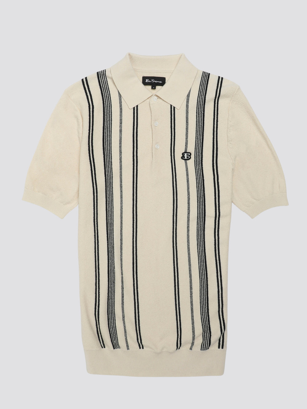 Pleteniny Ben Sherman B by Ben Sherman Crinkle Cotton Stripe Polo Biele | NFTRE3257