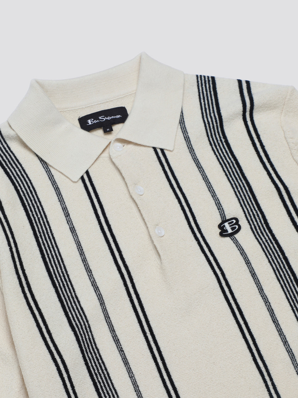 Pleteniny Ben Sherman B by Ben Sherman Crinkle Cotton Stripe Polo Biele | NFTRE3257