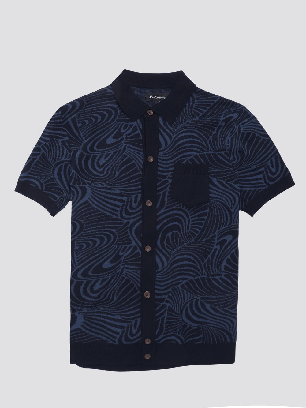 Pleteniny Ben Sherman B by Ben Sherman Swirl Jacquard Button Through Polo Námornícka Modrá | VLFWE9758