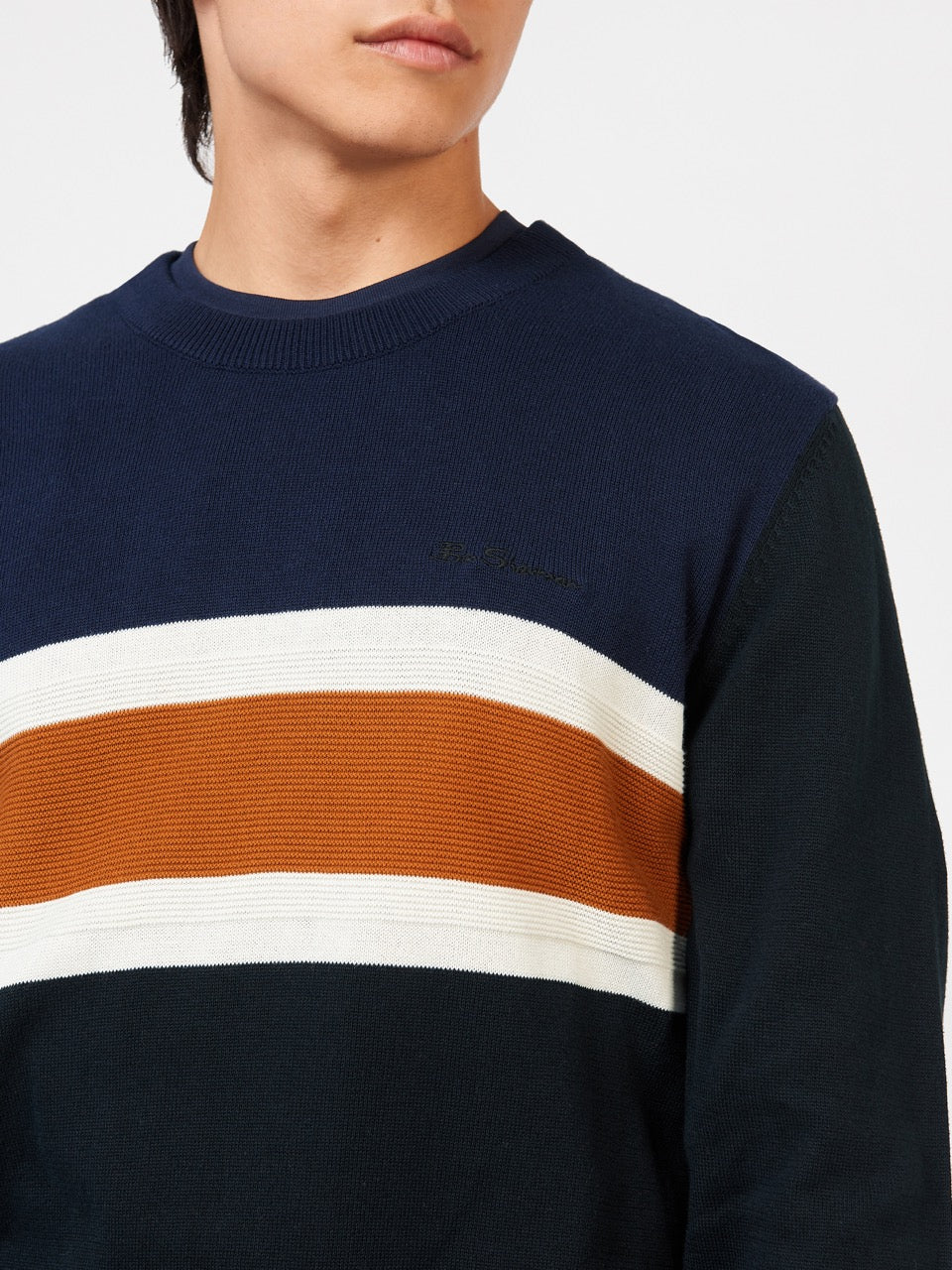 Pleteniny Ben Sherman Chest Stripe Crewneck Čierne | IUZVF7195