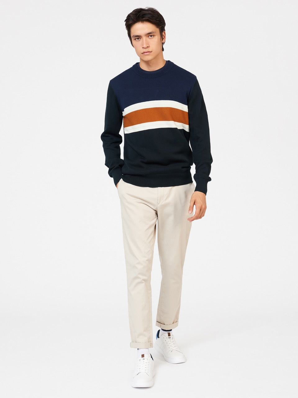 Pleteniny Ben Sherman Chest Stripe Crewneck Čierne | IUZVF7195