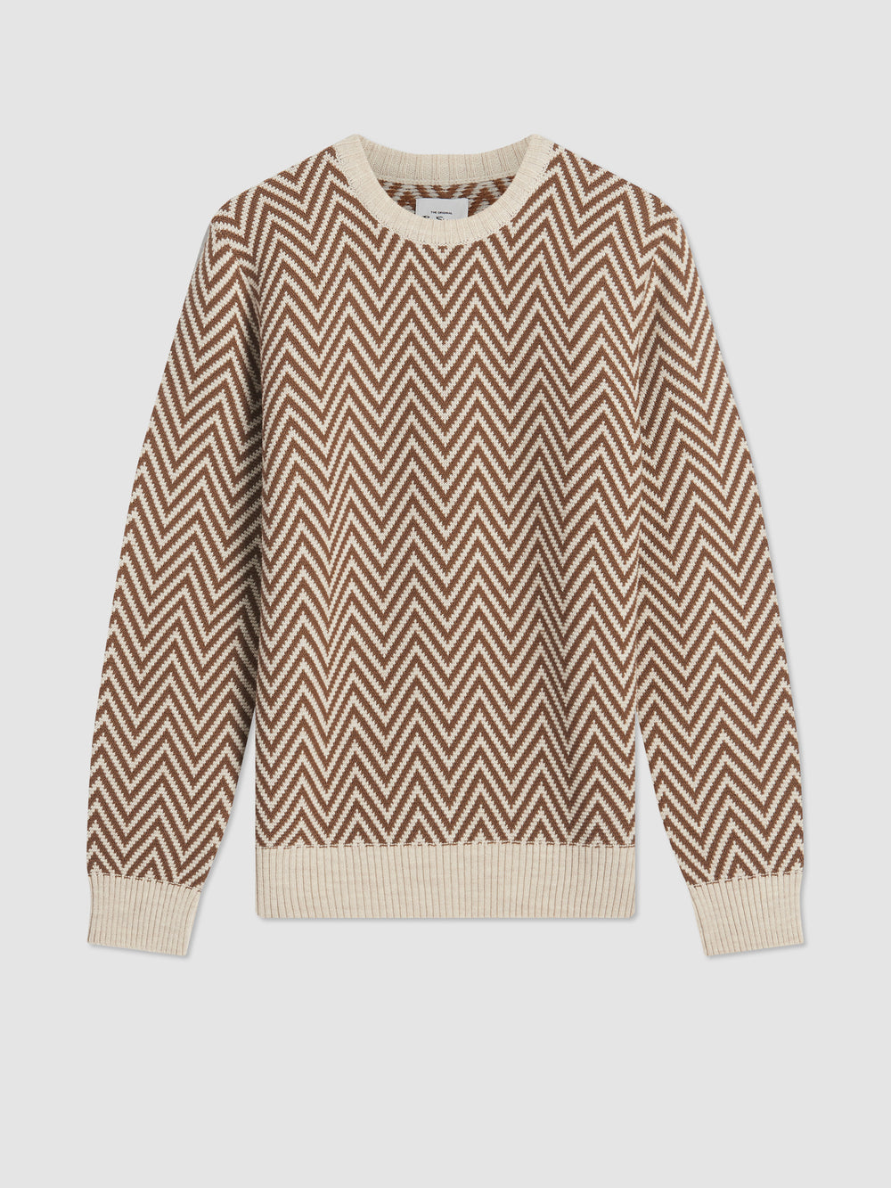 Pleteniny Ben Sherman Chevron Jacquard Crewneck Biele | BZFYJ0419