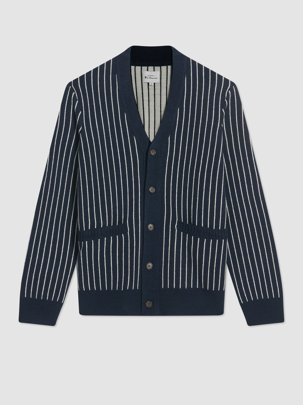 Pleteniny Ben Sherman Jacquard Stripe Cardigan Námornícka Modrá | LYBTR9547