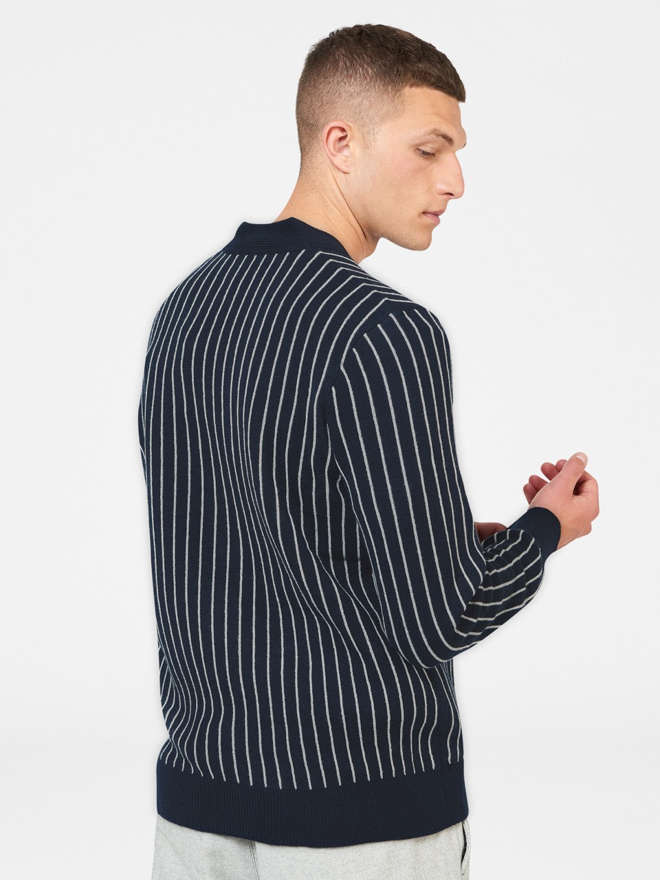 Pleteniny Ben Sherman Jacquard Stripe Cardigan Námornícka Modrá | LYBTR9547