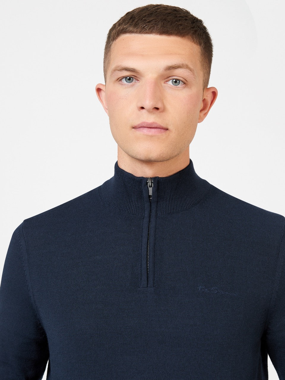 Pleteniny Ben Sherman Merino Half-Zip Námornícka Modrá | SRPME7851