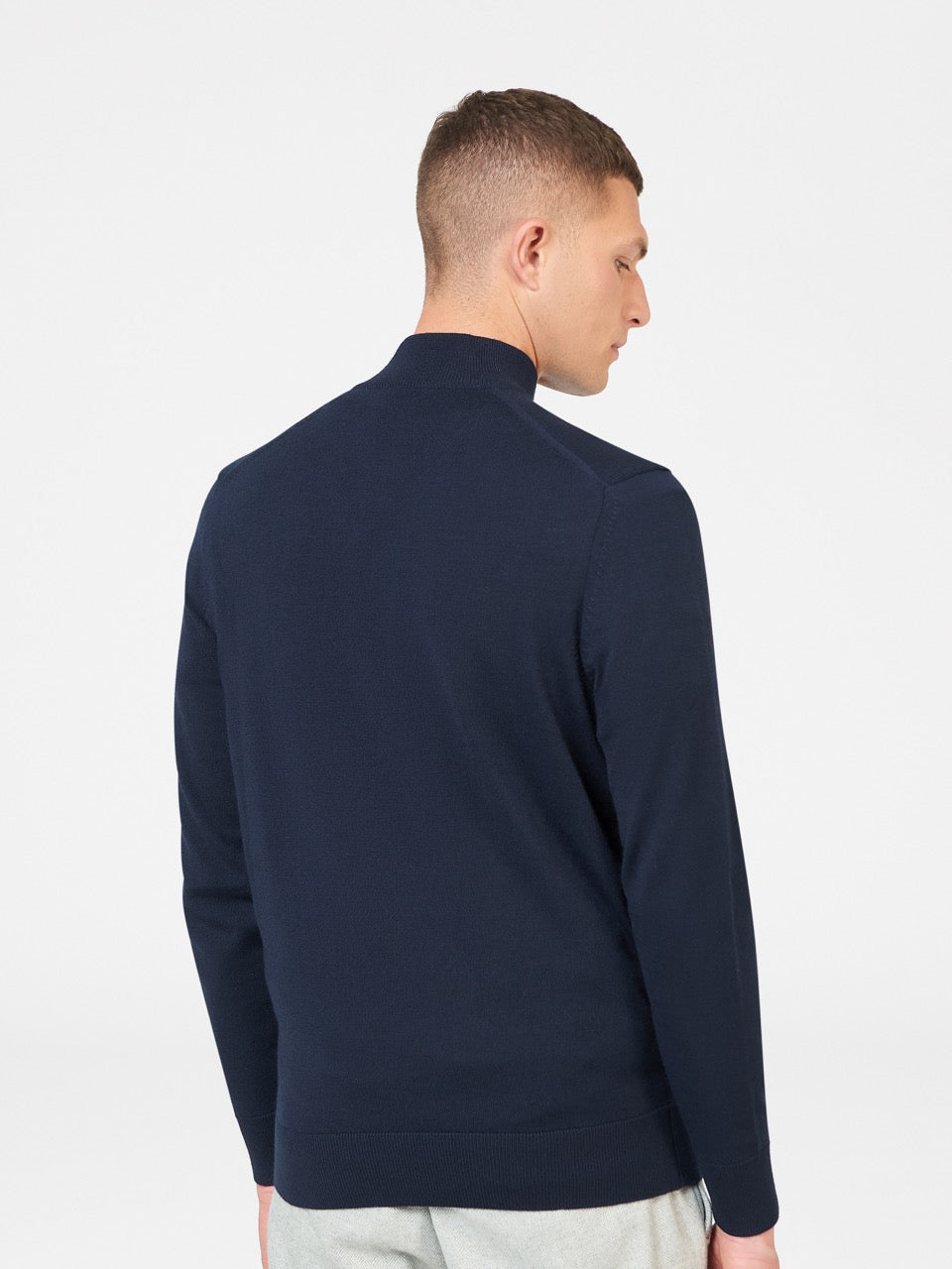 Pleteniny Ben Sherman Merino Half-Zip Námornícka Modrá | SRPME7851